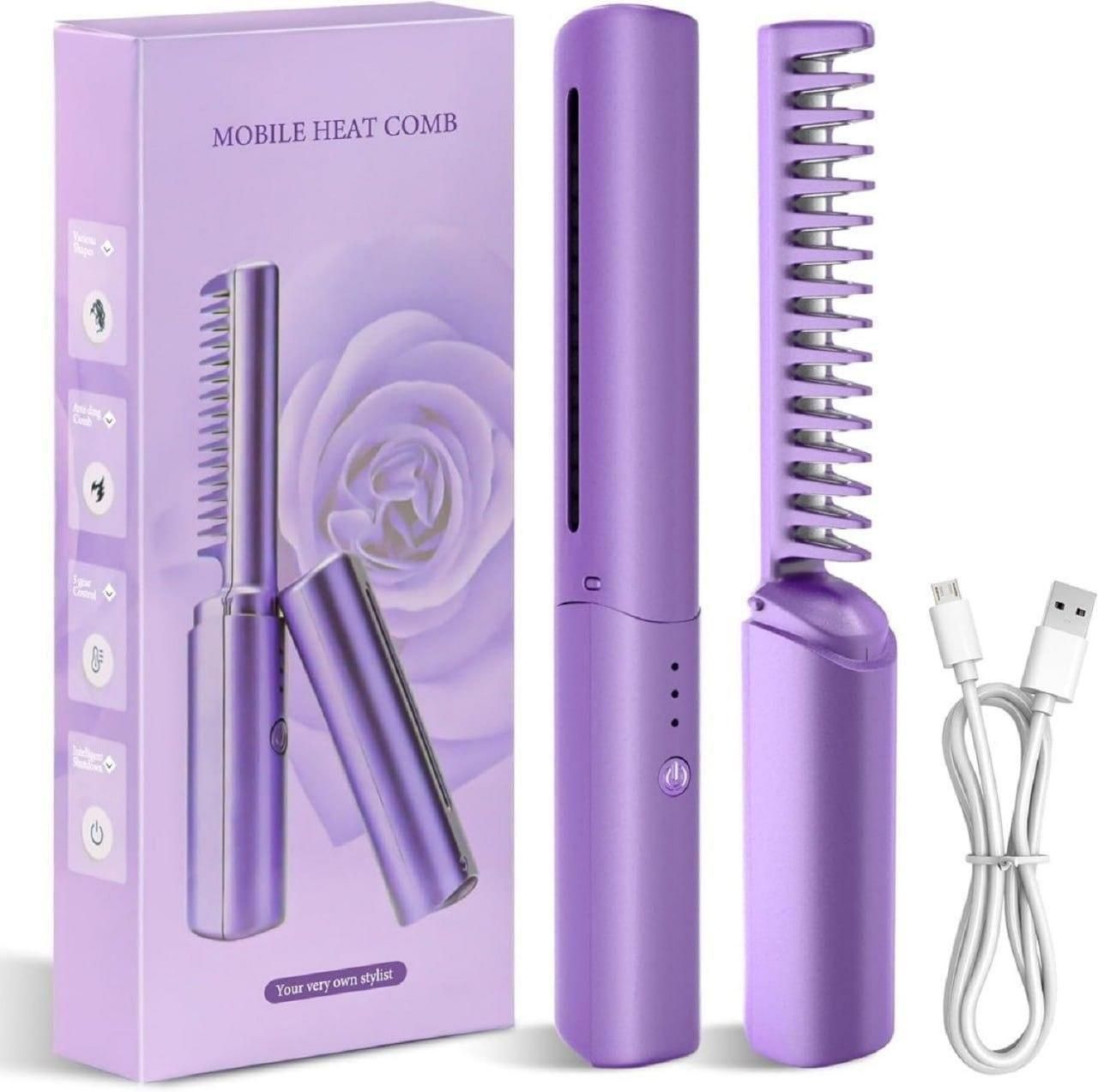 MIBUN Meneflix Portable Mini Hair Straightener Cordless Rechargeable Mini Adjustable Hair Straightener Hot Comb
