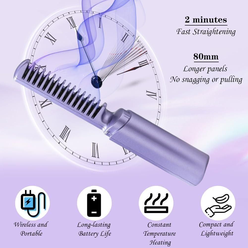 MIBUN Meneflix Portable Mini Hair Straightener Cordless Rechargeable Mini Adjustable Hair Straightener Hot Comb