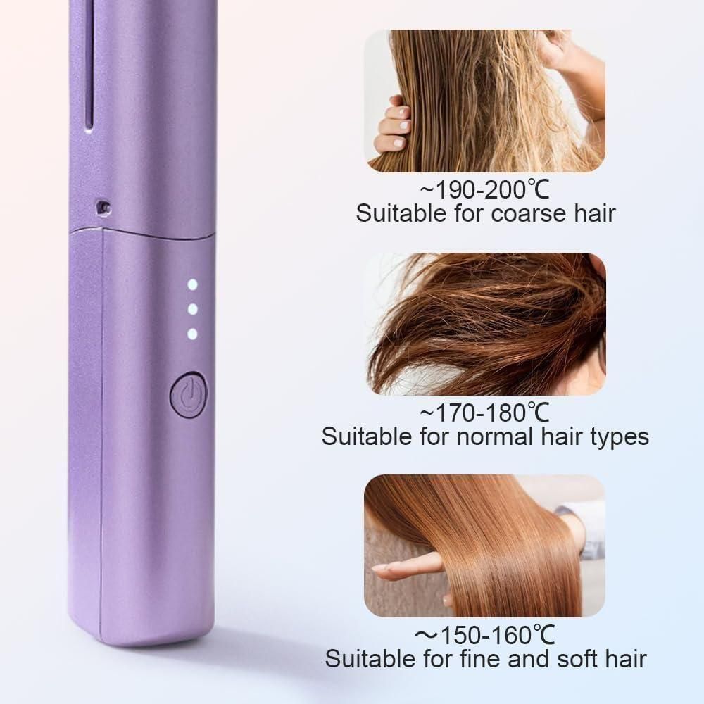 MIBUN Meneflix Portable Mini Hair Straightener Cordless Rechargeable Mini Adjustable Hair Straightener Hot Comb
