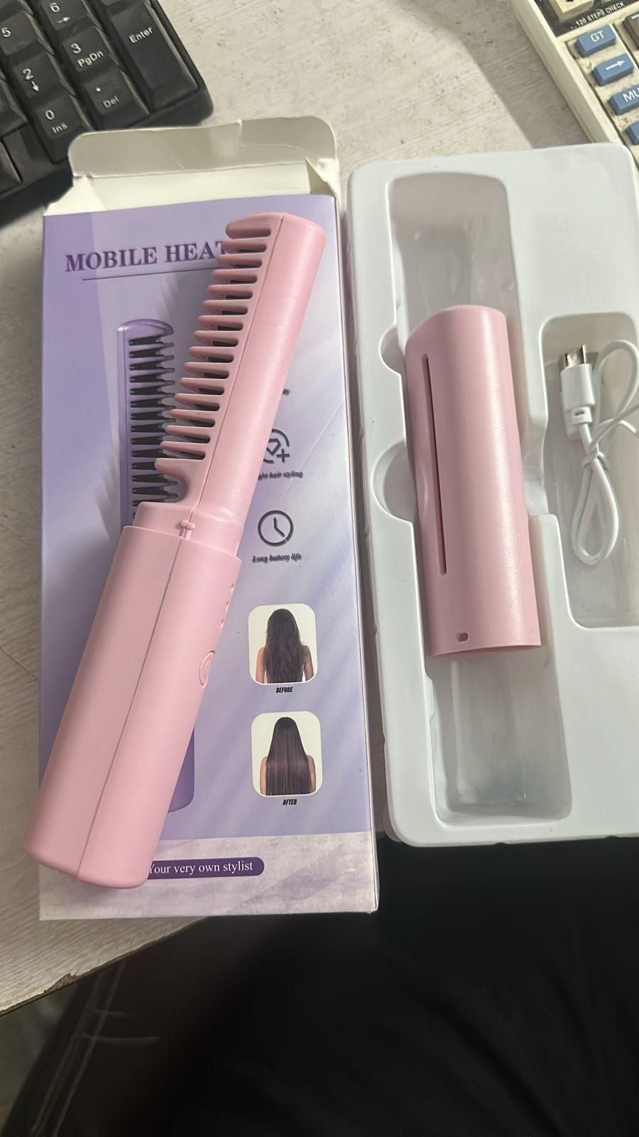 MIBUN Meneflix Portable Mini Hair Straightener Cordless Rechargeable Mini Adjustable Hair Straightener Hot Comb