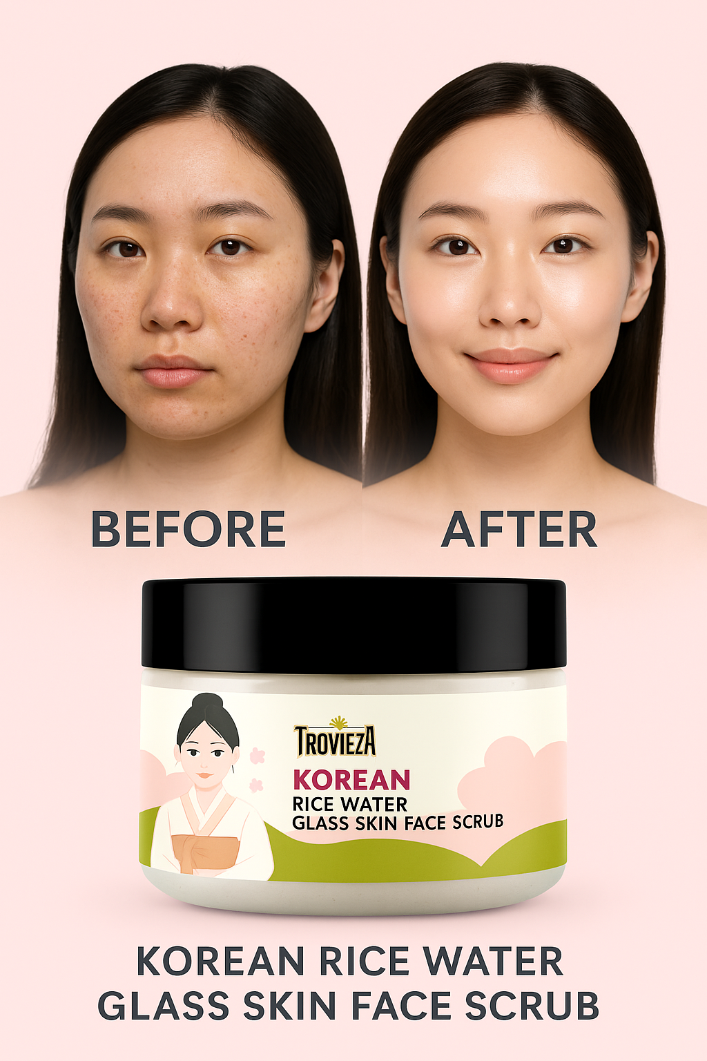 Trovieza™ Korean Rice Water Face Scrub For Bright, Glass-Like Glow