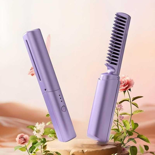 MIBUN Meneflix Portable Mini Hair Straightener Cordless Rechargeable Mini Adjustable Hair Straightener Hot Comb